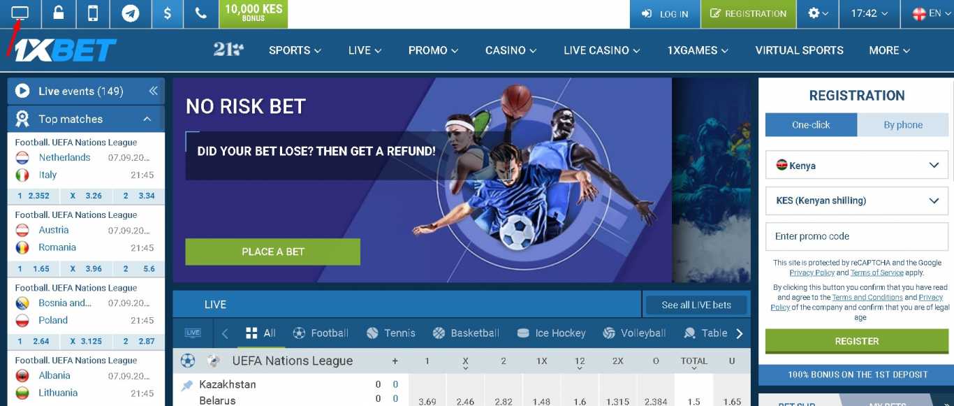 1xBet mobile for Windows
